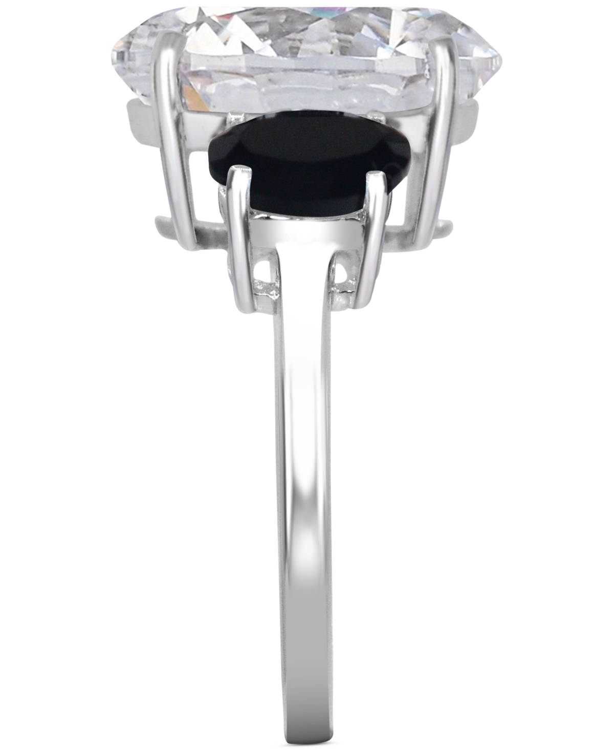 Macy's White Quartz 4-3/4 Ct. T.w. And Black Onyx 2-7 X 5mm Oval Statement Ring In Sterling Silver In Silver