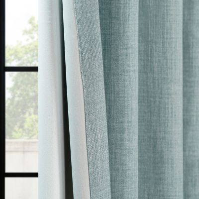 Extra Wide Textured Faux Linen Room Darkening Curtain