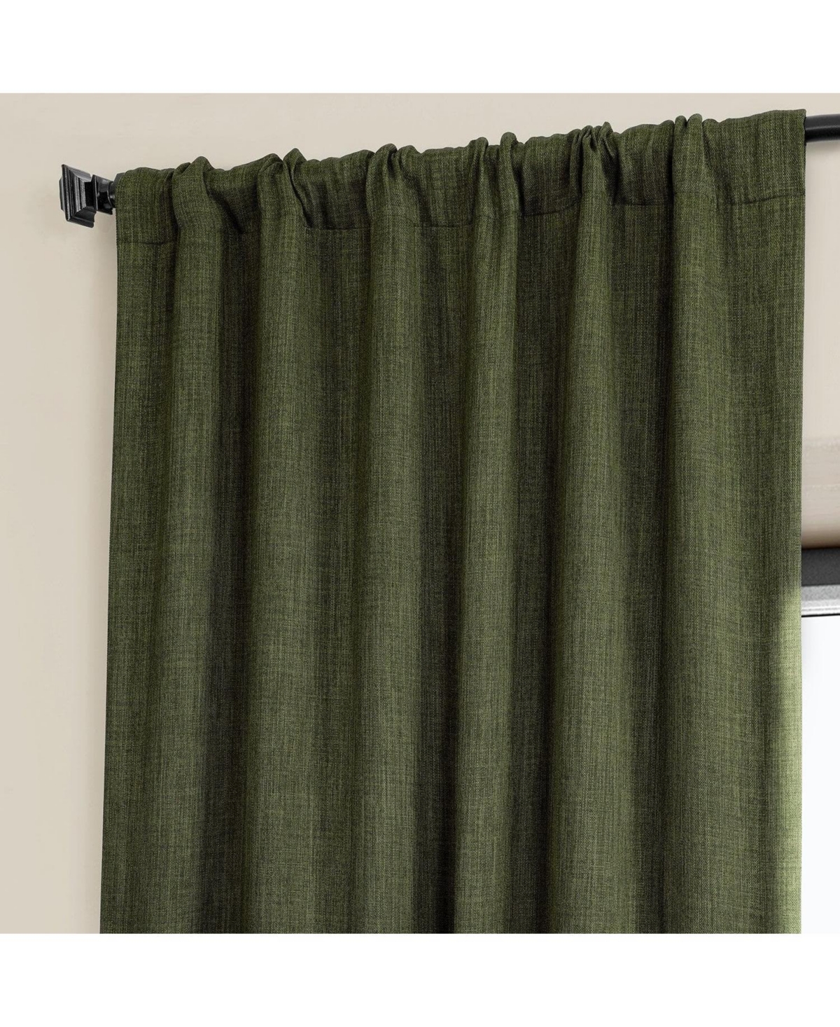 Half Price Drapes Textured Faux Linen Room Darkening Curtain In Green