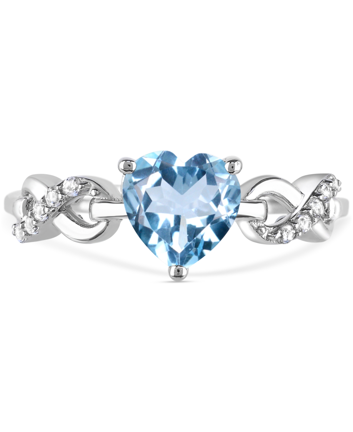 Macy's Lab-created Ruby 1-1/3 Ct. T.w. And Lab-created White Sapphire 1/5 Ct. T.w. Heart Promise Ring In St In Blue