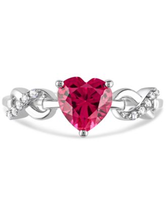 Lab-created Ruby 1-1/3 ct. t.w. and Lab-created White Sapphire 1/5 ct. t.w. Heart Promise Ring in Sterling Silver