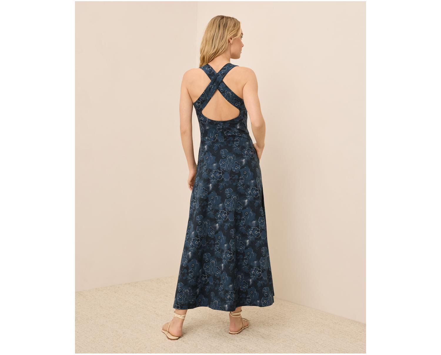 Women's Fit & Flare Open Back Maxi Dress