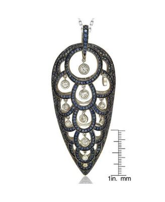 Suzy Levian Sterling Silver Sapphire & Created White Sapphire Pave Necklace