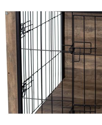 Natural Wooden Dog Crate Indoor Dog Kennel with Double Doors