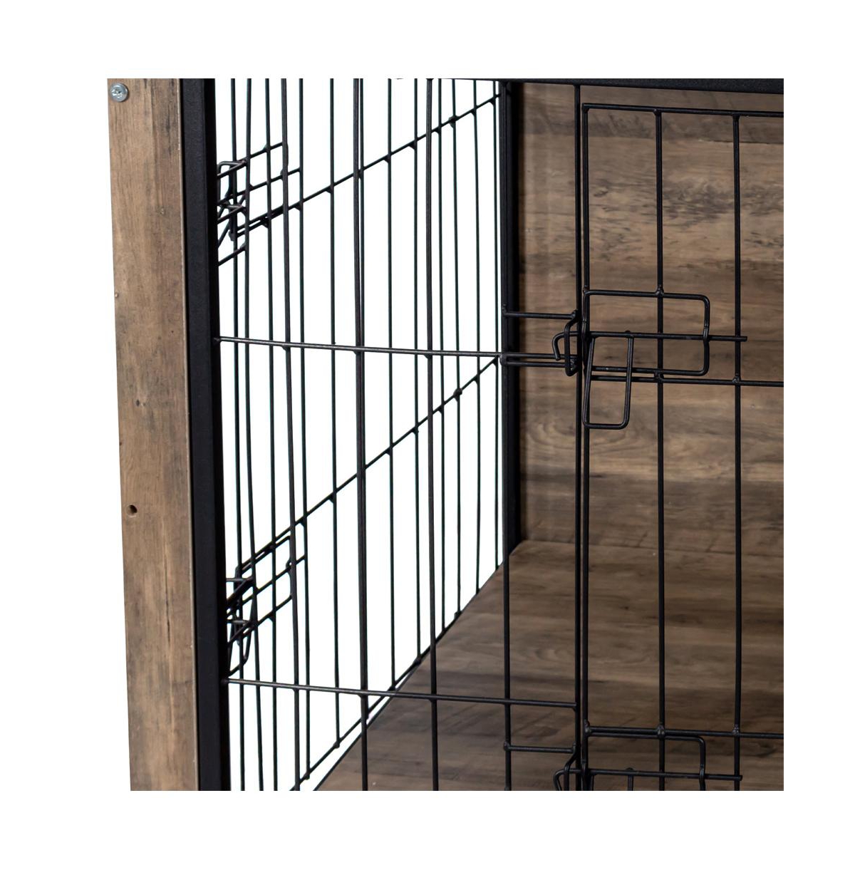 Aostirmotor Natural Wooden Dog Crate Indoor Dog Kennel with Double Doors