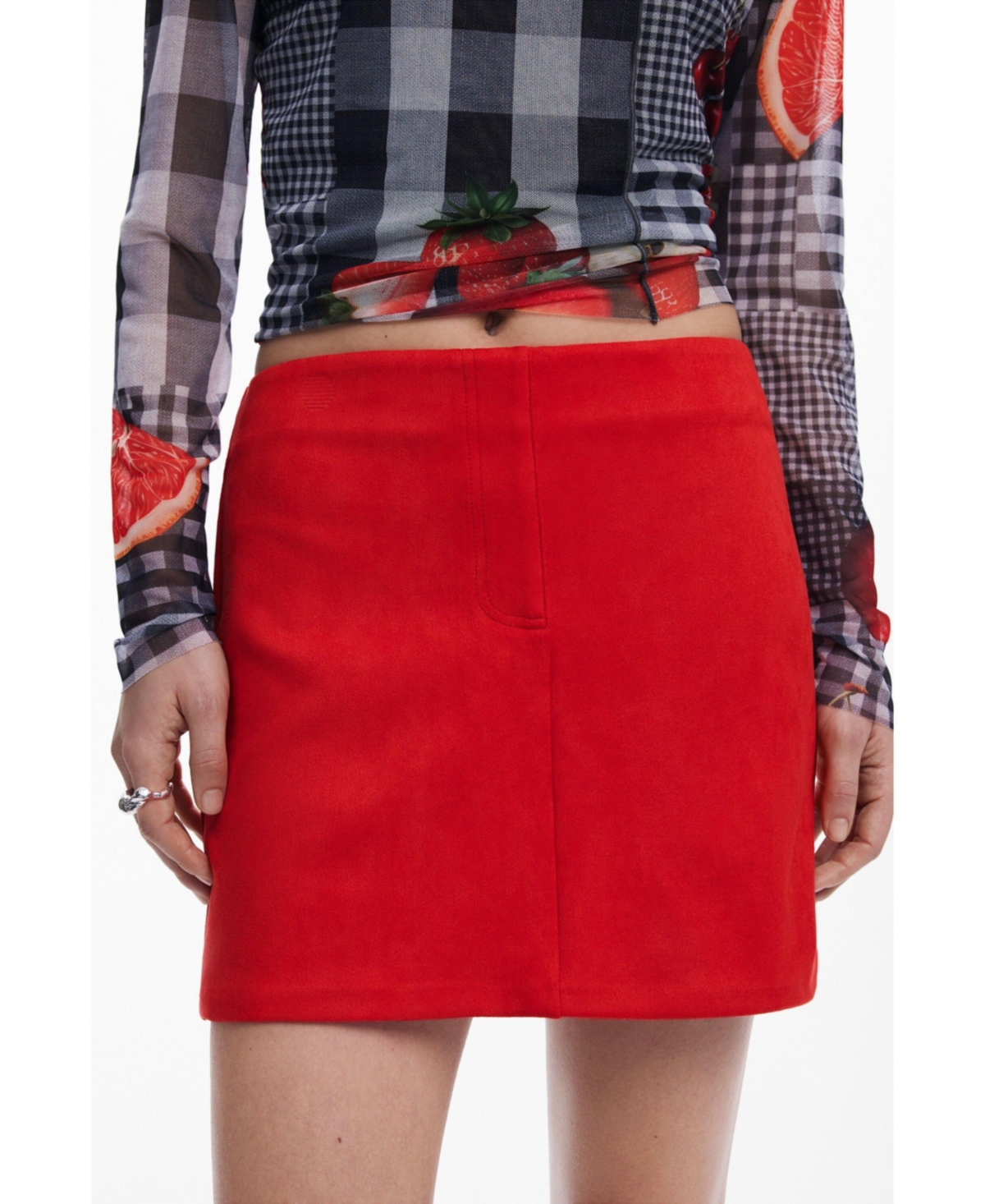 Desigual Suede Mini Skirt In Red