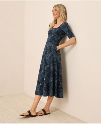 Women's Fit & Flare Scoop Midi Dress