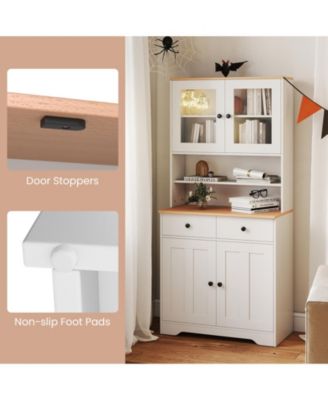 Pantry Cabinet 67'' Tall Kitchen Floor Cabinet w/ 2 Removable Shelves 2 Drawers