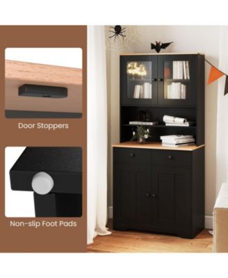 Pantry Cabinet 67'' Tall Kitchen Floor Cabinet w/ 2 Removable Shelves 2 Drawers