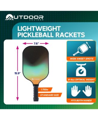 USAPA approved pickleball set with 2 fiberglass paddles, 4 balls, grip tapes & carry bag. Lightweight, durable & shock-absorbing grip