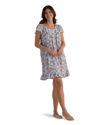 Women's Short Sleeve Floral Printed Night Dress