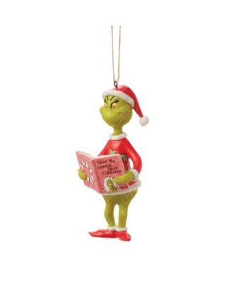 Grinch with Book Ornament