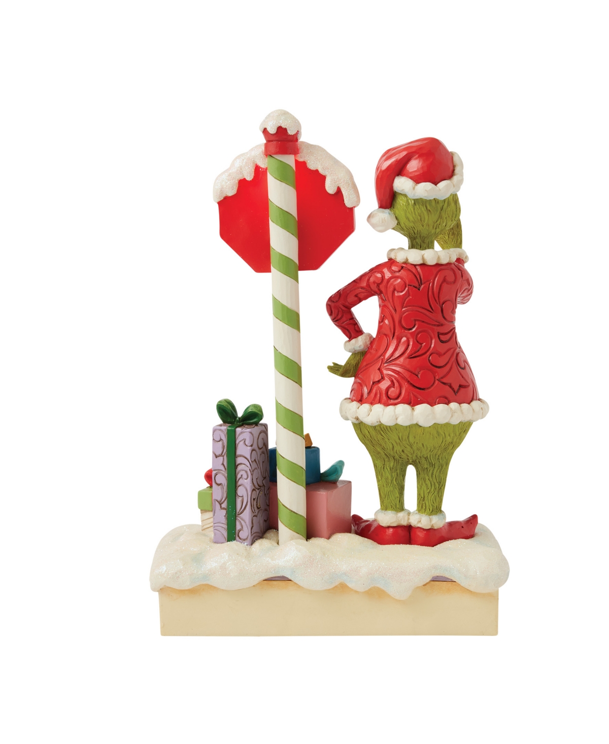 Jim Shore Grinch By Stop Sign Led Figurine In Multi