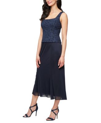 Women's Textured Jacquard Tea-Length Midi Jacket Dress