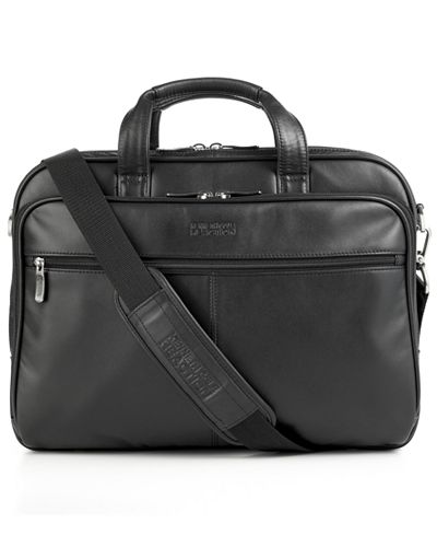 Kenneth Cole Reaction Manhattan Leather Double Gusset Laptop Briefcase ...