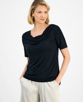 Women's Cowl-Neck Short-Sleeve Top