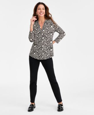 Petite Printed V-Neck Top