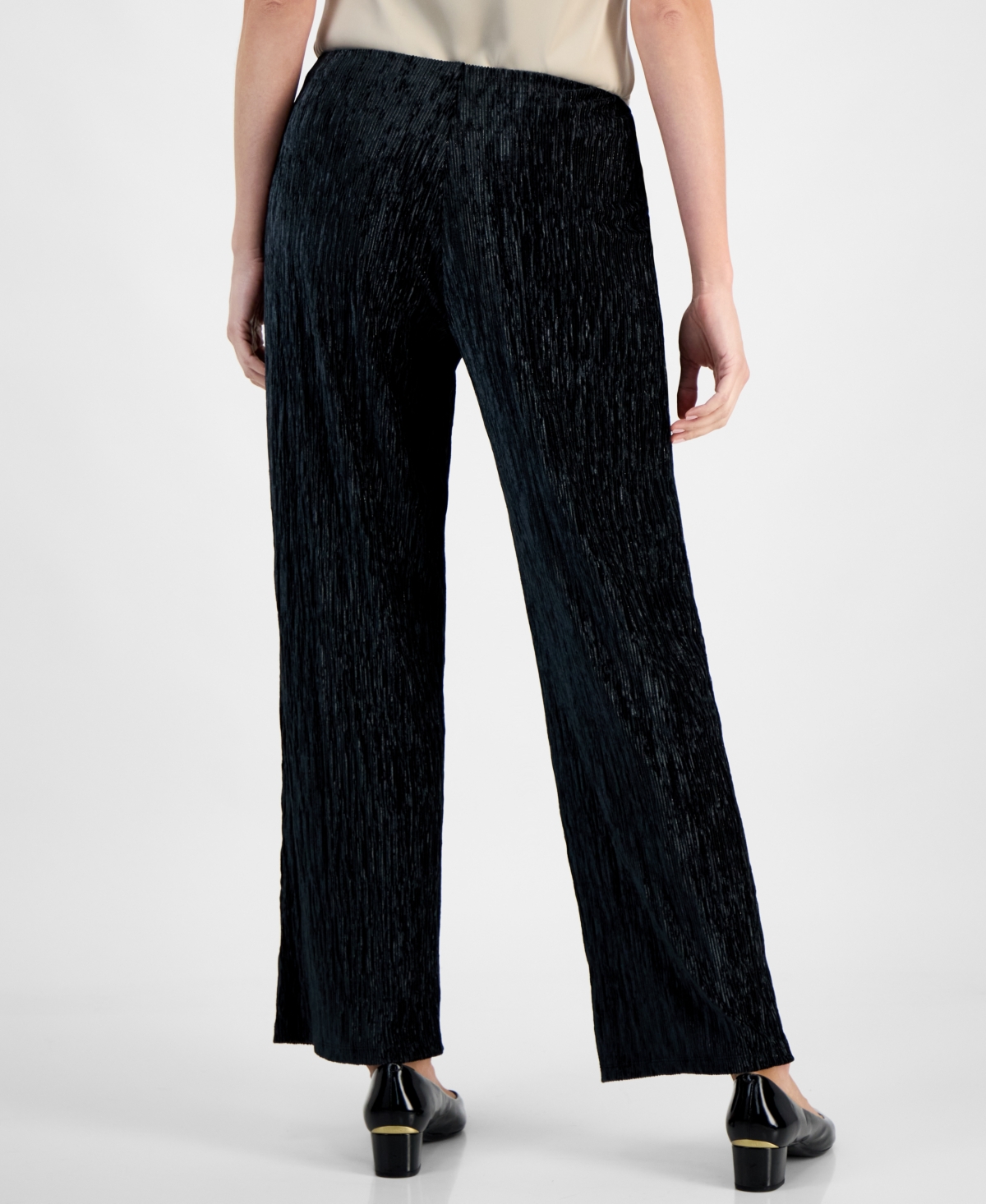 Jm Collection Women's Pleated Velvet Pants, Macy's Exclusive In Black