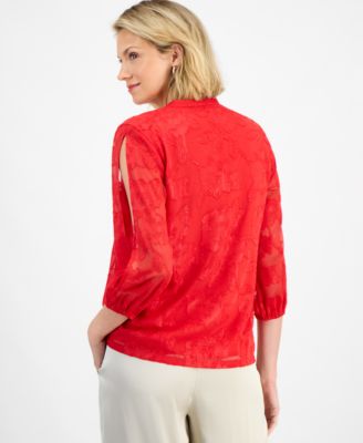 Women's Jacquard Split-Sleeve Blouse, Macy's Exclusive