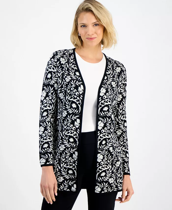 Women's Printed Open-Front Cardigan