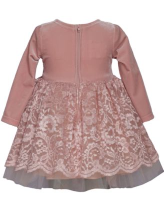 Little and Toddler Girls Velvet to Lace Party Dress