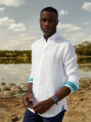 Men's Regular Fit Long Sleeve Linen Shirt