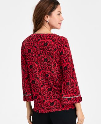 Petite Embellished V-Neck Top