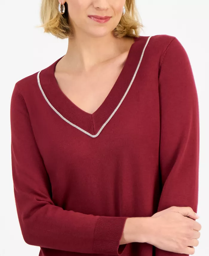 Women's Beaded-Neck Sweater - thumbnail 3