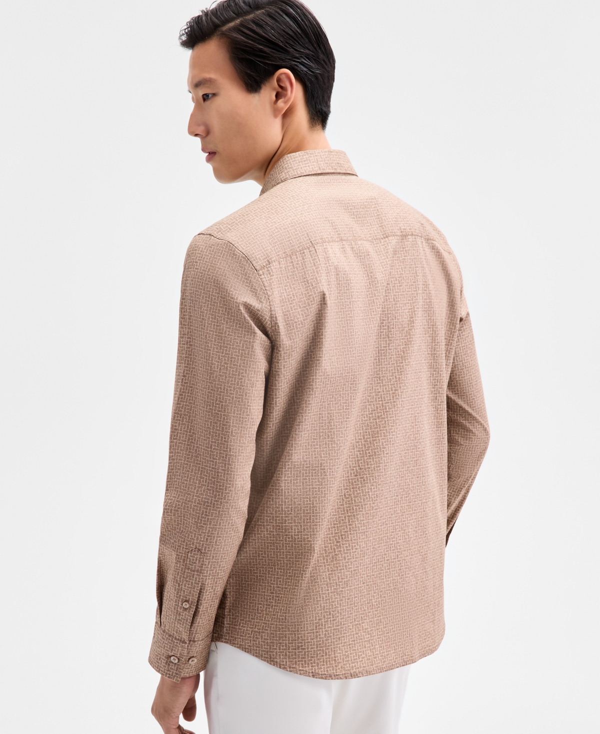 Alfani Men's Long Sleeve Basket-Weave Button-Front Shirt, Macy's Exclusive