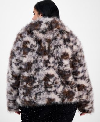 Trendy Plus Printed Faux-Fur Coat, Macy's Exclusive