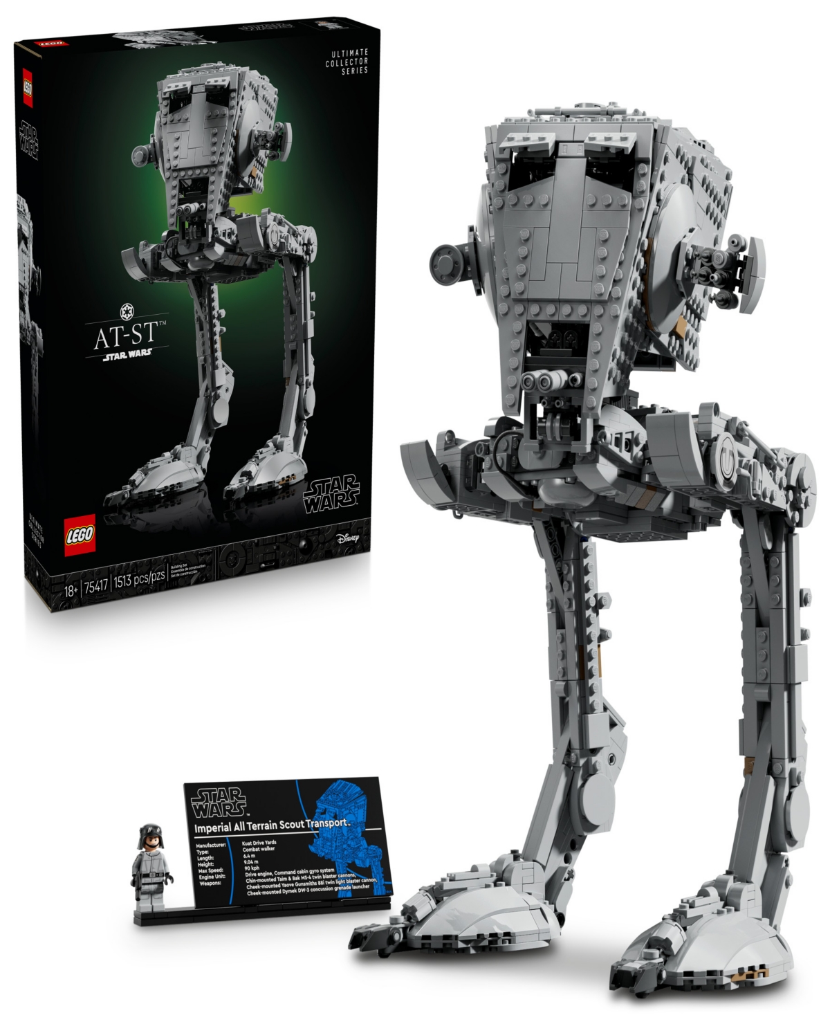 Lego Star Wars At-st Walker Building Set 75417, 1513 Pieces In Metallic