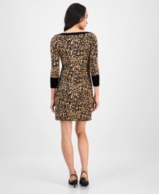 Petite Animal-Print Sweater Dress