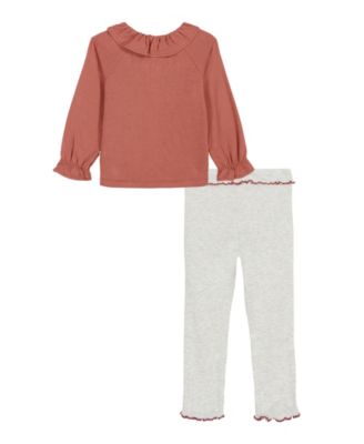 Baby Girls' Logo Print Peasant Top and Double-Brushed Ribbed Leggings, 2-Piece Set