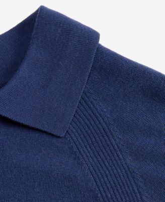 Men's Short Sleeve Textured Merino Polo Sweater