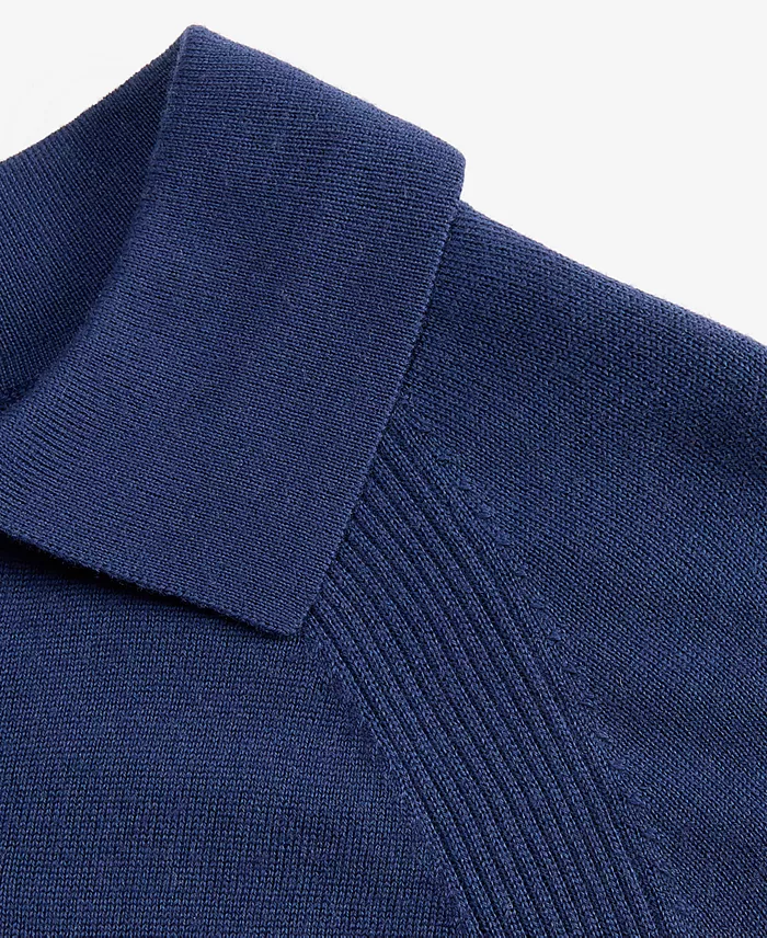 Men's Short Sleeve Textured Merino Polo Sweater - thumbnail 3