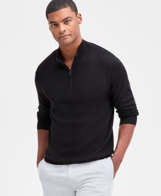 Men's Long Sleeve Merino Quarter-Zip Sweater, Macy's Exclusive