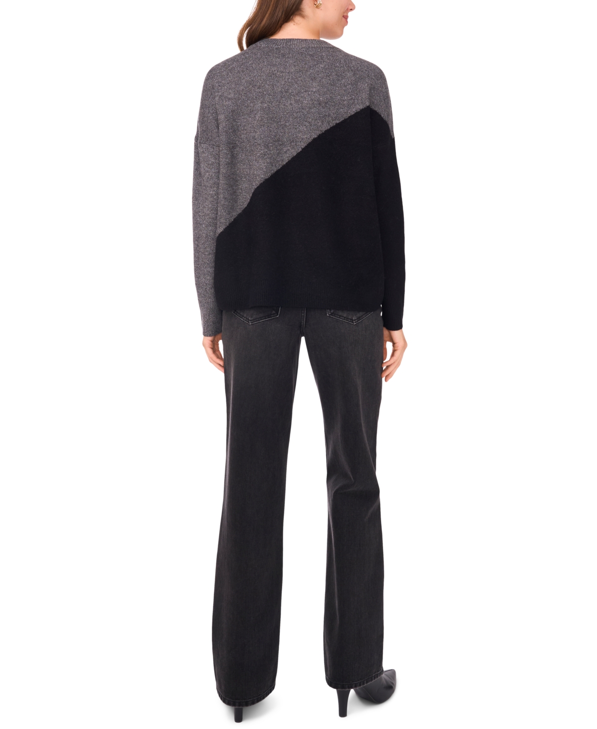 Sam & Jess Women's Vertical Colorblock Sweater In Black