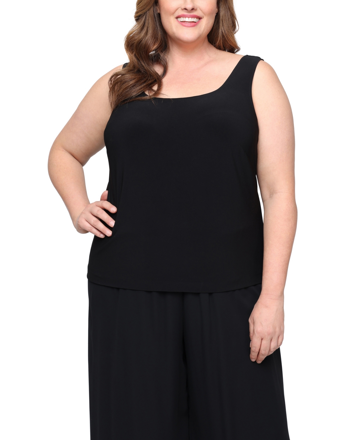 Alex Evenings Plus Size 3/4-sleeve Textured Jacquard Top And Jacket Twinset In Black