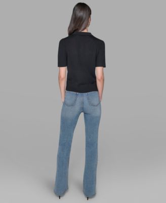 Women's Short-Sleeve Button-Front Sweater