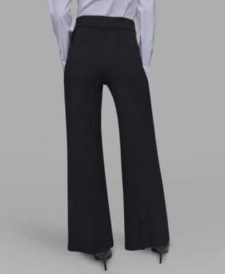 Women's Side-Button Wide-Leg Ponte Pants
