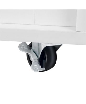 41.5 in. Wooden Dog Crate Cabinet with End Table, Rolling casters in White