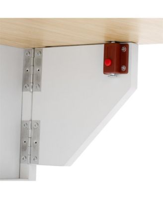 41.5 in. Wooden Dog Crate Cabinet with End Table, Rolling casters in White