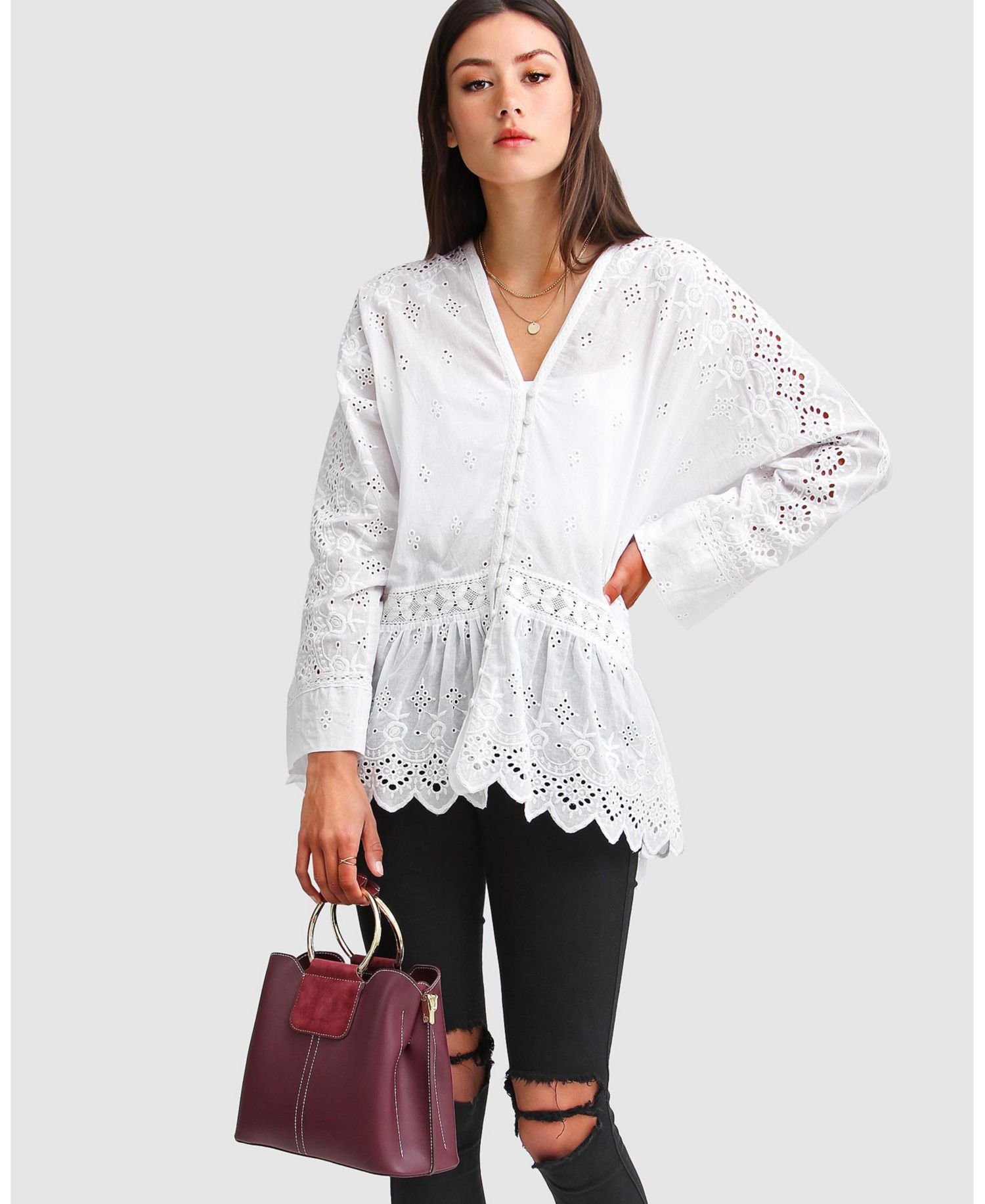 Women's Unbutton Me Eyelet Button Down Shirt