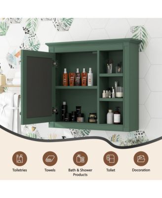30" x 28" Bathroom Medicine Cabinet with Mirror and 3 Open Shelves, Wall-Mounted (No Vanity)