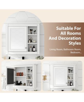 30" x 28" Bathroom Medicine Cabinet with Mirror and 3 Open Shelves, Wall-Mounted (No Vanity)