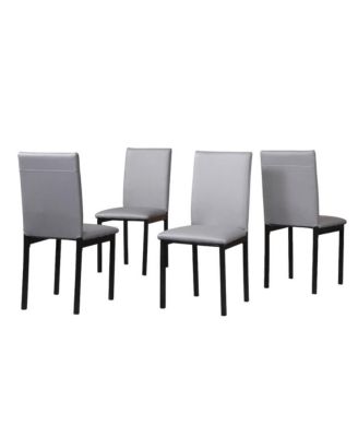 Citico 5-Pc Dinette Set with Faux Marble Top, White Table with Gray Chairs