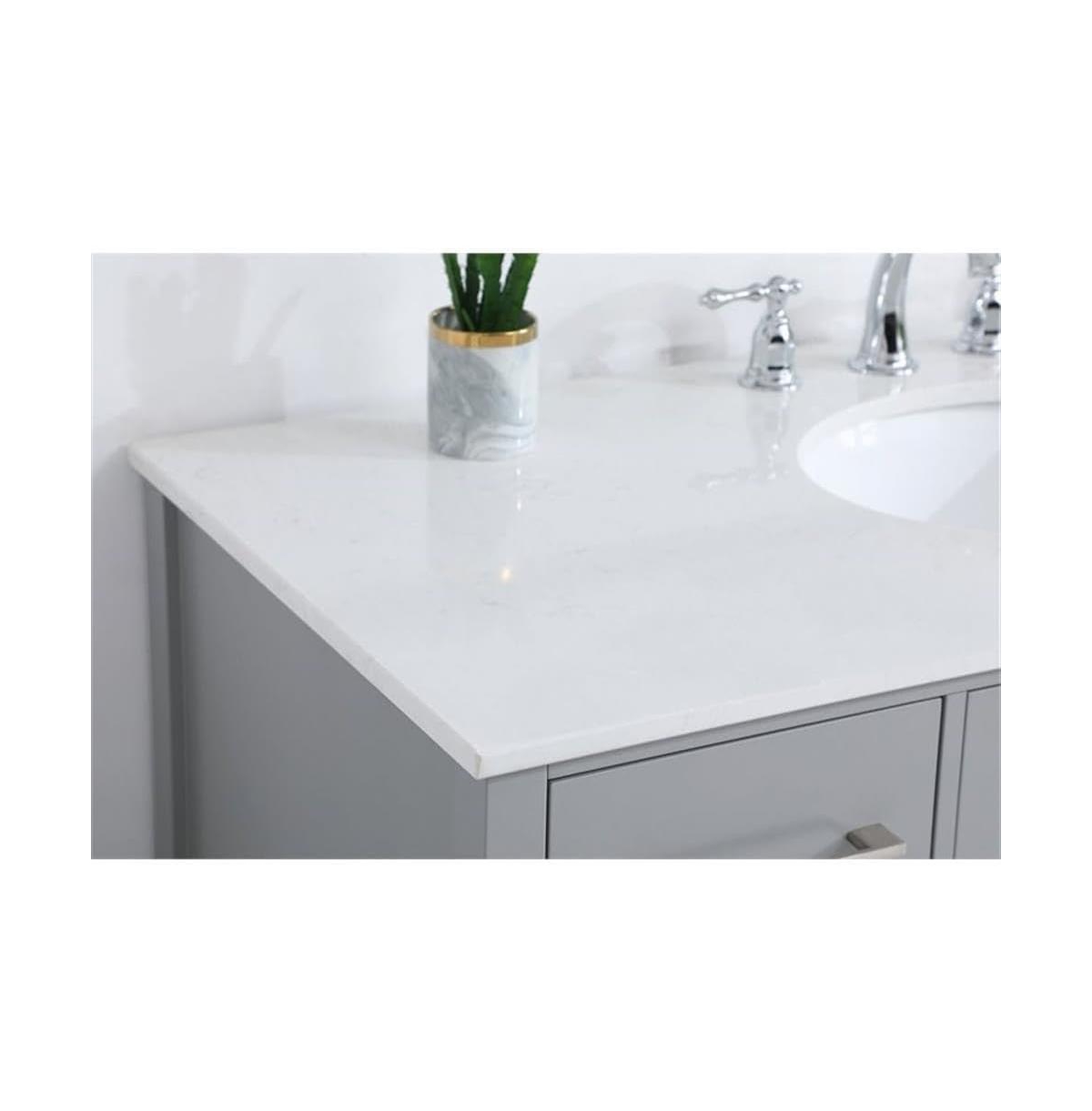Vanirror 48" Grey Bathroom Vanity with Carrara Marble Top & Backsplash, Soft-Close Doors & Dovetail Drawers, Brushed Nickel