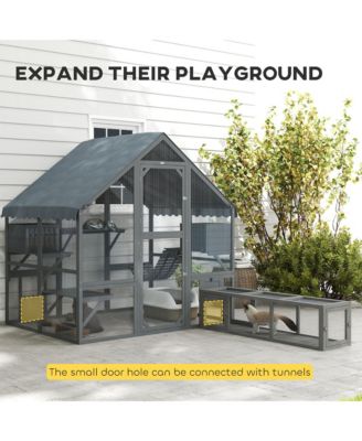 Large Catio Outdoor Cat Enclosure with Waterproof Cover,