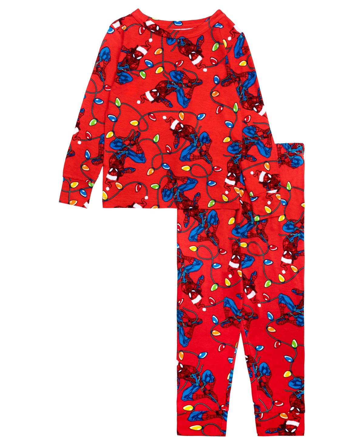 Ame Toddler Boys 2-piece Spiderman Tight Fit Long-sleeve Pajama Set In Red