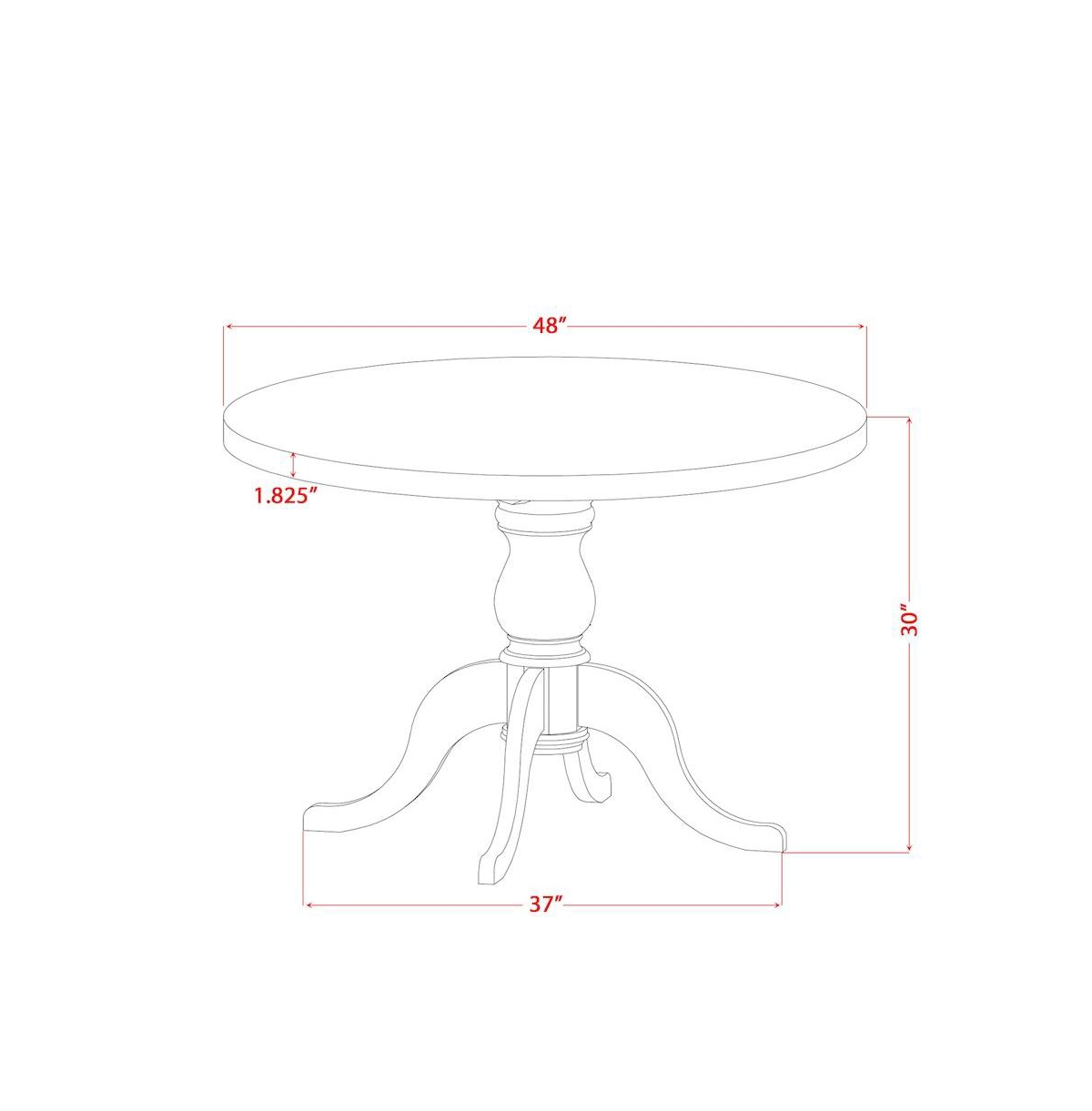 Luxe by East West Furniture 5-Pc Kitchen Table Set A Pedestal Dining Table, 4 Grey Fabric Dining Chairs